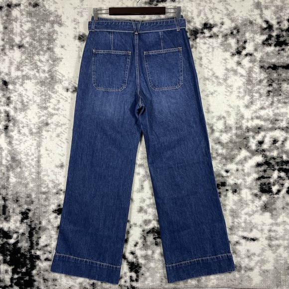Veronica Beard Taylor Relaxed Wide Leg Jeans Womens Size 28 Belted High Rise - Picture 2 of 13